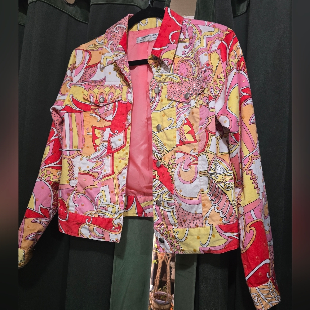 Kemp And Company Womans Lined Summer Over Jacket Button Up Bright Colors